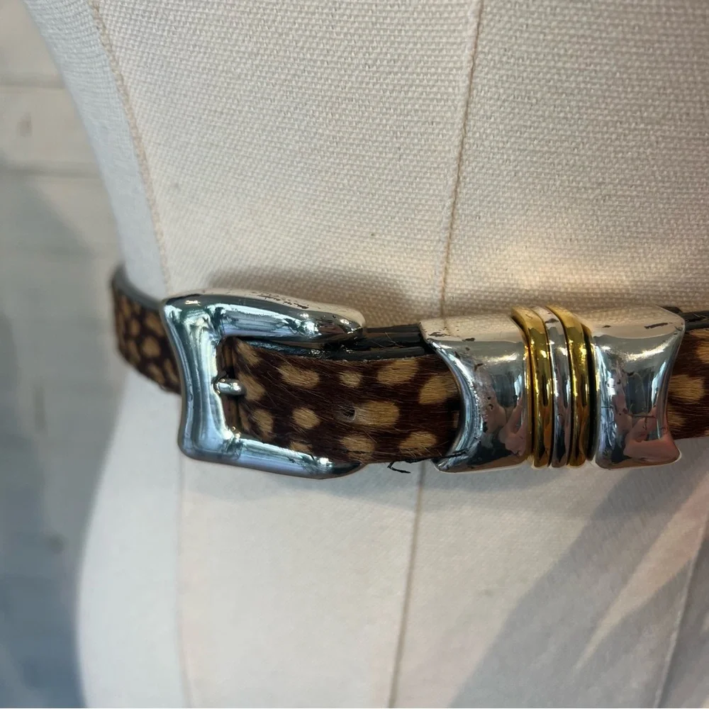 Vintage 90s B.B. Simon Deer Animal Print Fur Belt Womens S/M